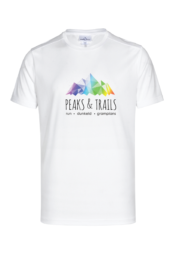 Peaks & Trails unisex short sleeve running tee - White