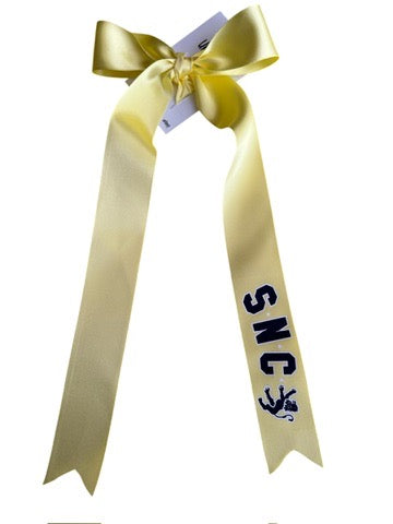 Strathmore Netball with custom name option single ribbon length available in Navy or Yellow - 1m x 35mm