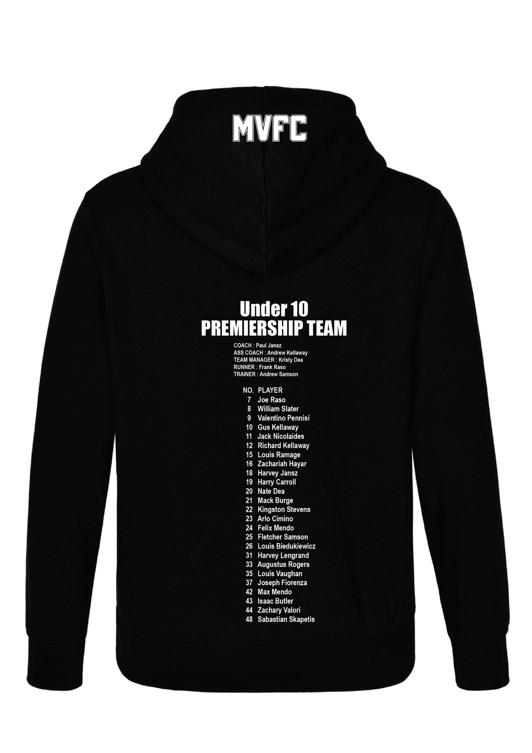 MVFC 2025 PREMIERSHIP U10 BOYS HOODIE