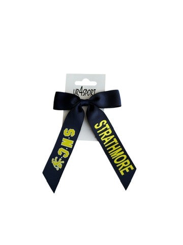 Strathmore Netball small grosgrain ribbon hair bow navy 25mm wide