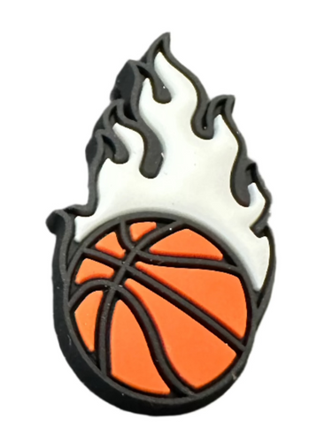 Basketball Shoe Charm - Basketball flames white