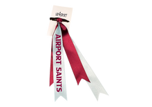 Airport Saints Netball  custom name cascade double hair ribbon burgandy/Pale Blue 25mm wide
