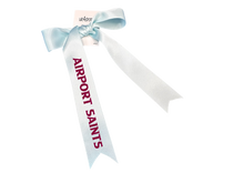 Airport Saints Netball with custom name option single ribbon length available in Burgandy or Pale Blue - 1m x 35mm