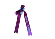 Airport Saints Netball with custom name option single ribbon length available in Burgandy or Pale Blue - 1m x 35mm