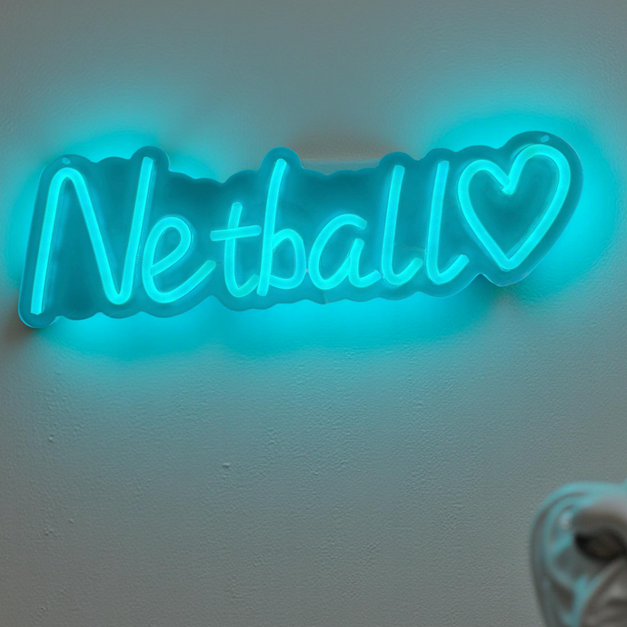 Neon Netball Sign - Aqua Blue