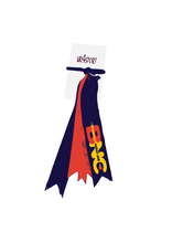 BRUNSWICK NETBALL CLUB ELASTIC DOUBLE HAIR RIBBON NAVY/ORANGE