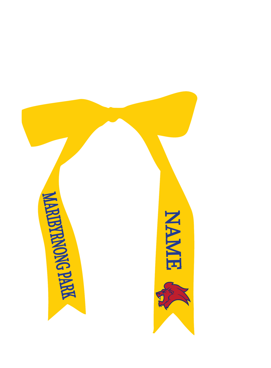 MARIBYRNONG PARK NETBALL CUSTOM NAME OPTION RIBBON LENGTH - YELLOW - 1m x 35mm