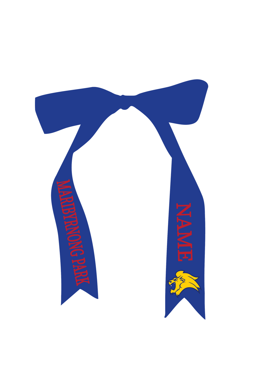 MARIBYRNONG PARK NETBALL CUSTOM NAME OPTION RIBBON LENGTH - ROYAL- 1m x 35mm