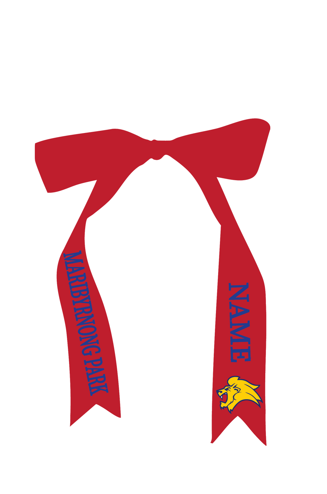 MARIBYRNONG PARK NETBALL CUSTOM NAME OPTION RIBBON LENGTH - RED - 1m x 35mm