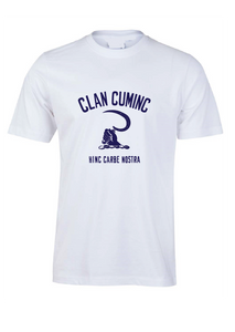 CLAN CUMING TEE  HAND & SICKLE - White with optional custom name