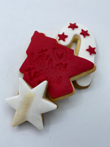 "Best Teacher Ever" Christmas Vanilla Cookie Gift Bag - Christmas Tree Red