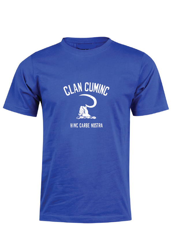 CLAN CUMING TEE  HAND & SICKLE - Royal Blue with optional custom name