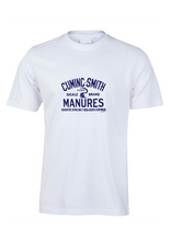 CLAN CUMING TEE  MANURES- White with optional custom name