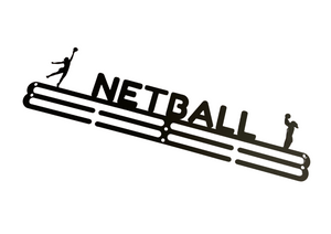 Medal hanger NETBALL - Brushed Stainless Steel/Black Iron
